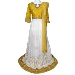 NEW Indian Lehenga Choli Dupatta Top Skirt Set Embroidered Sequin Rhinestones